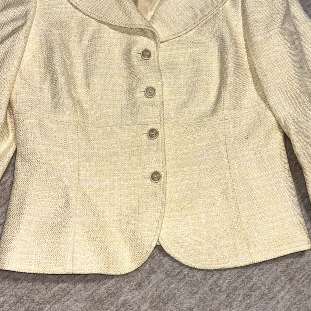 Tahari ASL Light Yellow Tweed Blazer - Picture 3 of 5